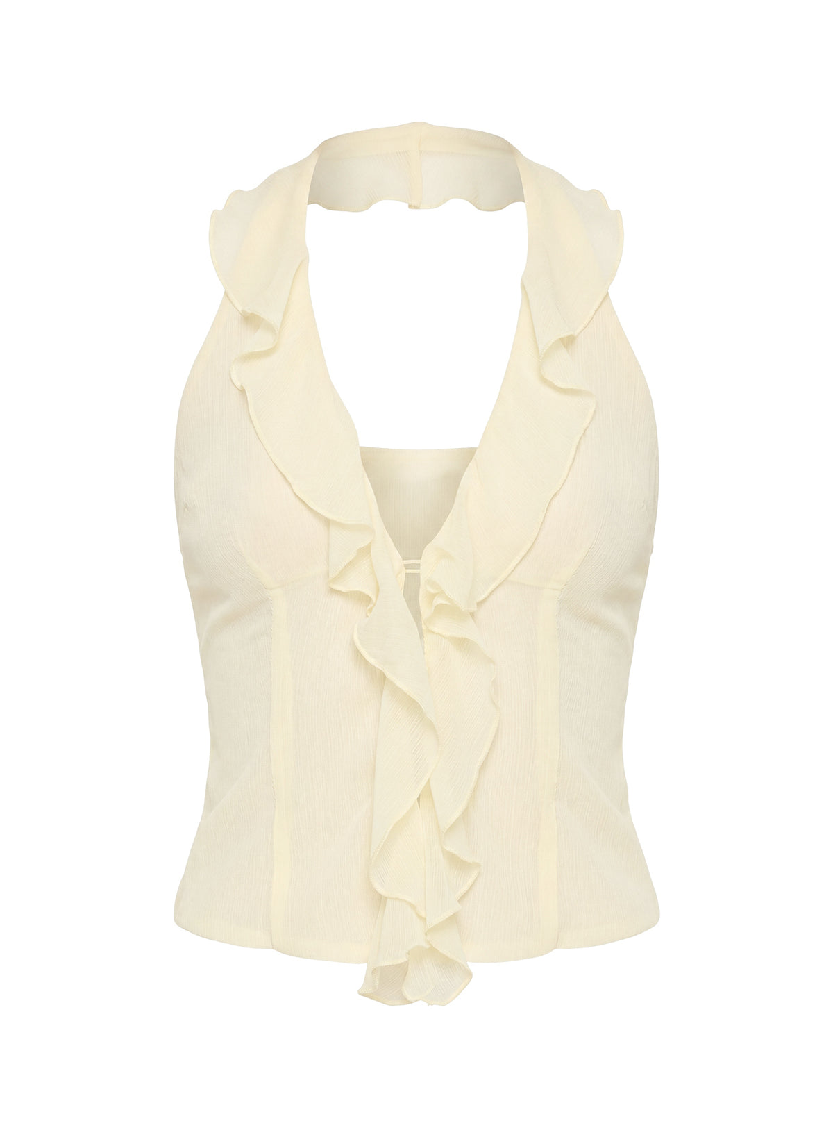 Jazania Frill Halter Top Butter Yellow