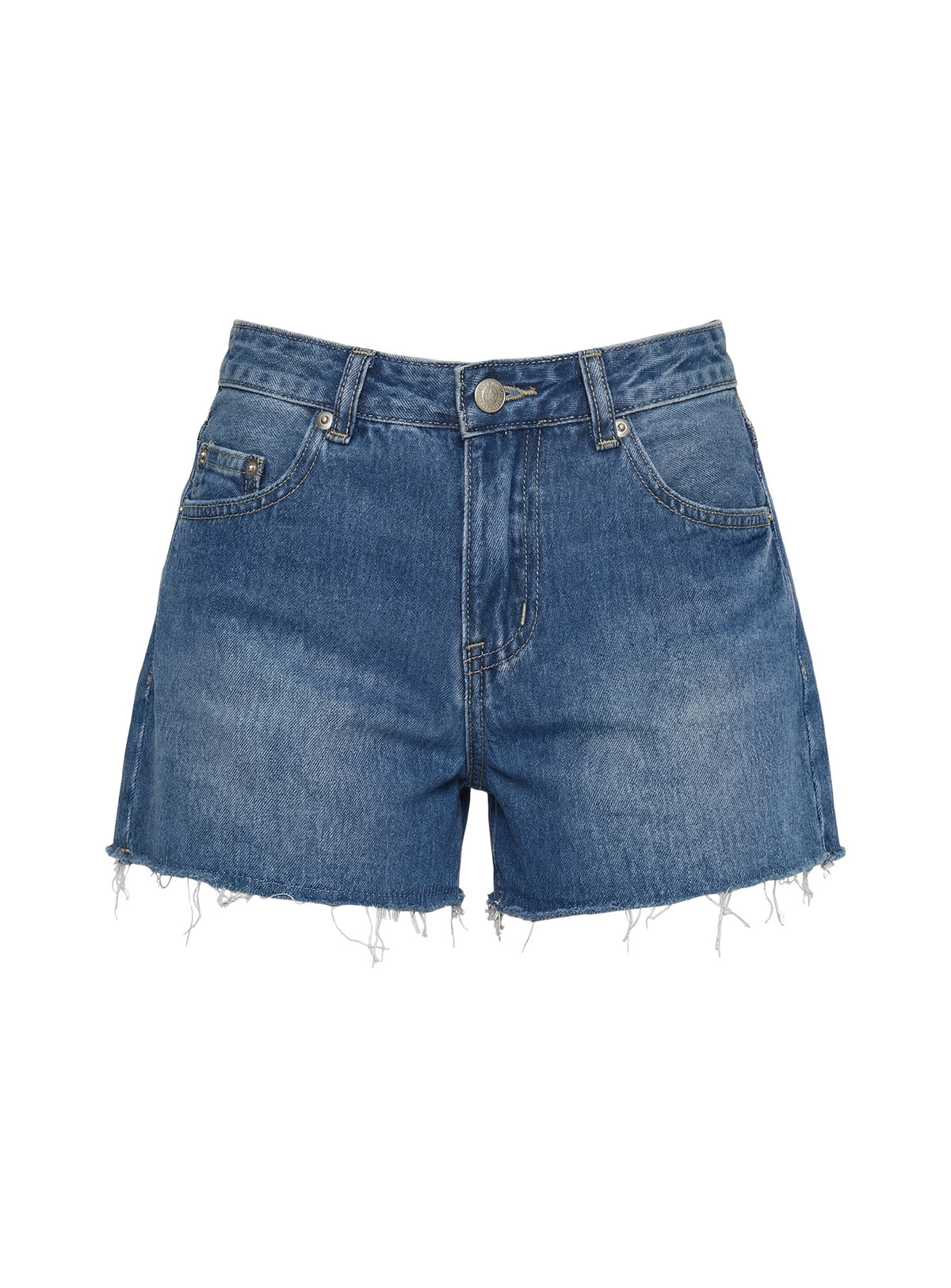 Mackenza Mid Rise Denim Shorts Mid Blue Wash