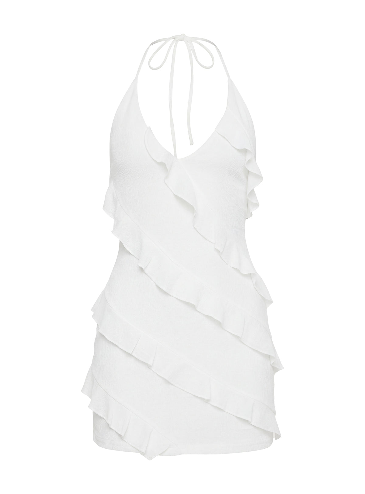 Marinna Halter Ruffle Mini Dress White