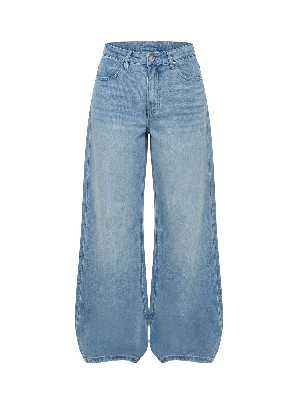 Product shot of Naylor Mid Rise Wide Leg Jeans Light Wash Denim Tall in womens-jeans with mid-rise Princess Polly