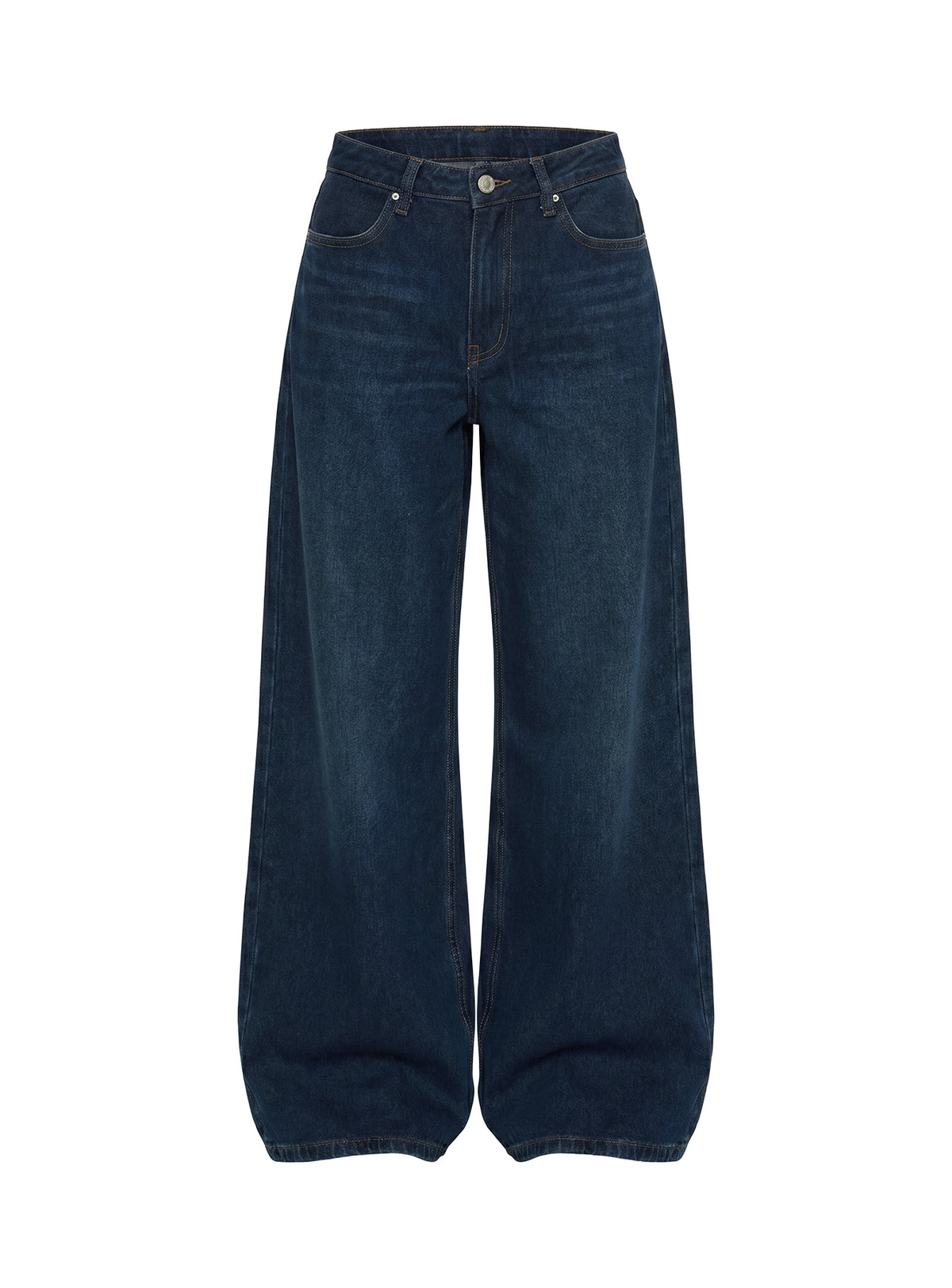 Naylor Mid Rise Wide Leg Jeans Mid Blue Denim
