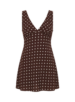 Nellie Mini Dress Brown Polka Dot Tall