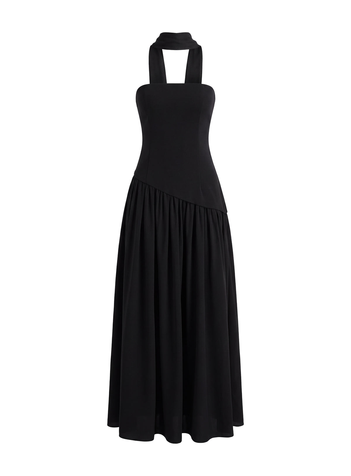 Odela Strapless Drop Waist Maxi Dress Black