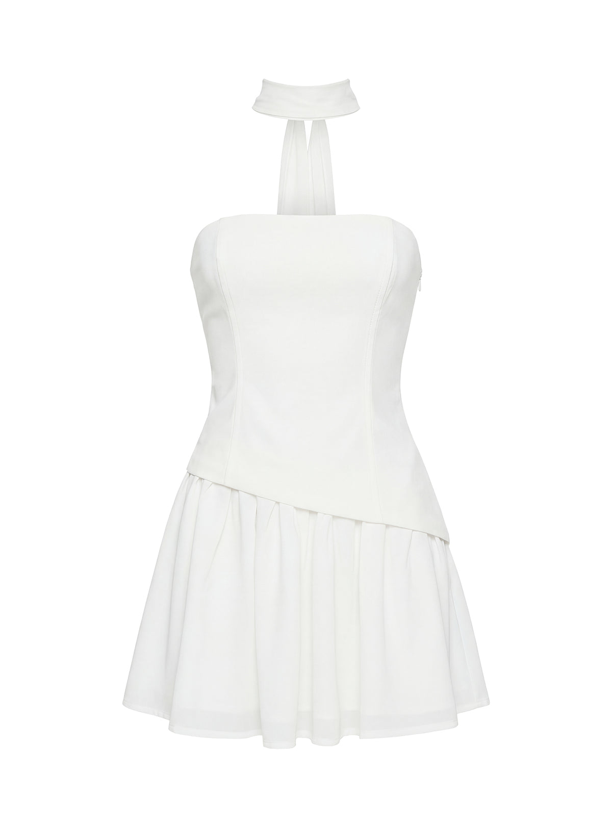 Odela Strapless Drop Waist Mini Dress White