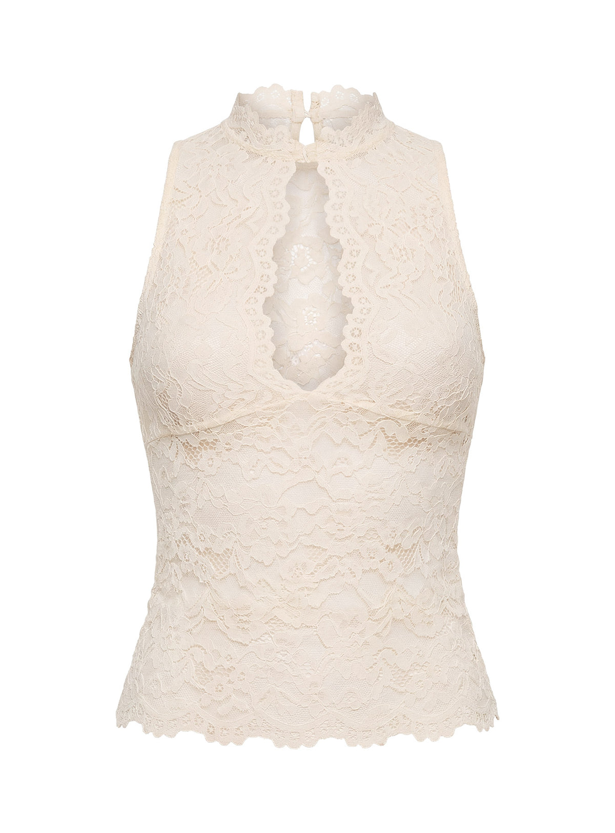 Quinbie Lace Sleeveless Top Cream