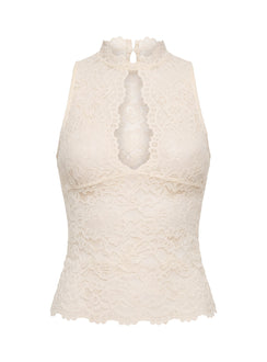 Quinbie Lace Sleeveless Top Cream