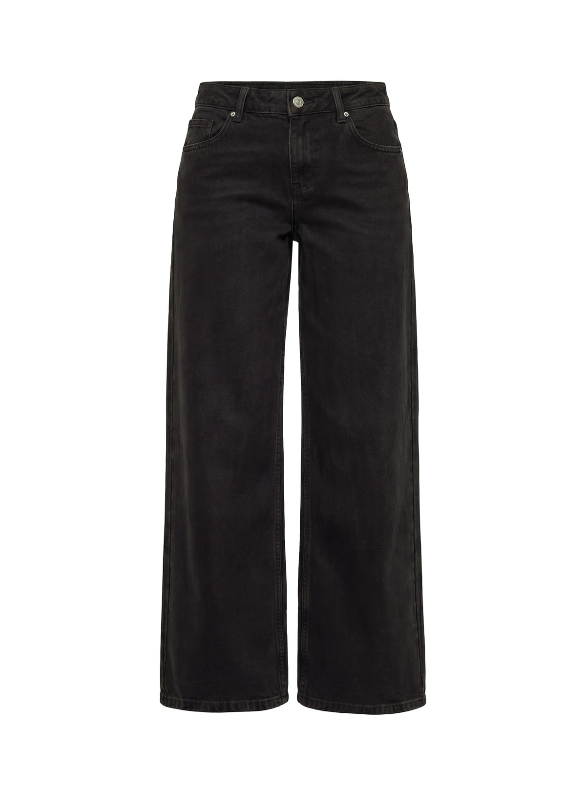 Ramos Low Rise Wide Leg Denim Jeans Washed Black