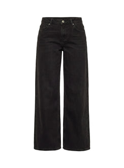 Ramos Low Rise Wide Leg Denim Jeans Washed Black
