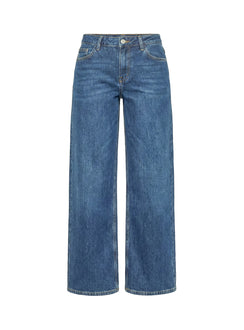 Ramos Low Rise Wide Leg Denim Jeans Mid Blue Wash