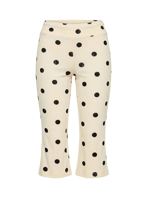 side view of model wearing Princess Polly Samaira Capri Pant Cream Polka Dot Mid Rise Pants Pants 