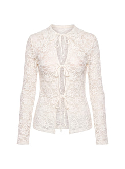 Secret Charms Lace Long Sleeve Top Cream