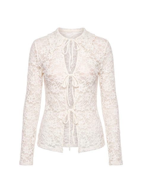 Secret Charms Lace Long Sleeve Top Cream