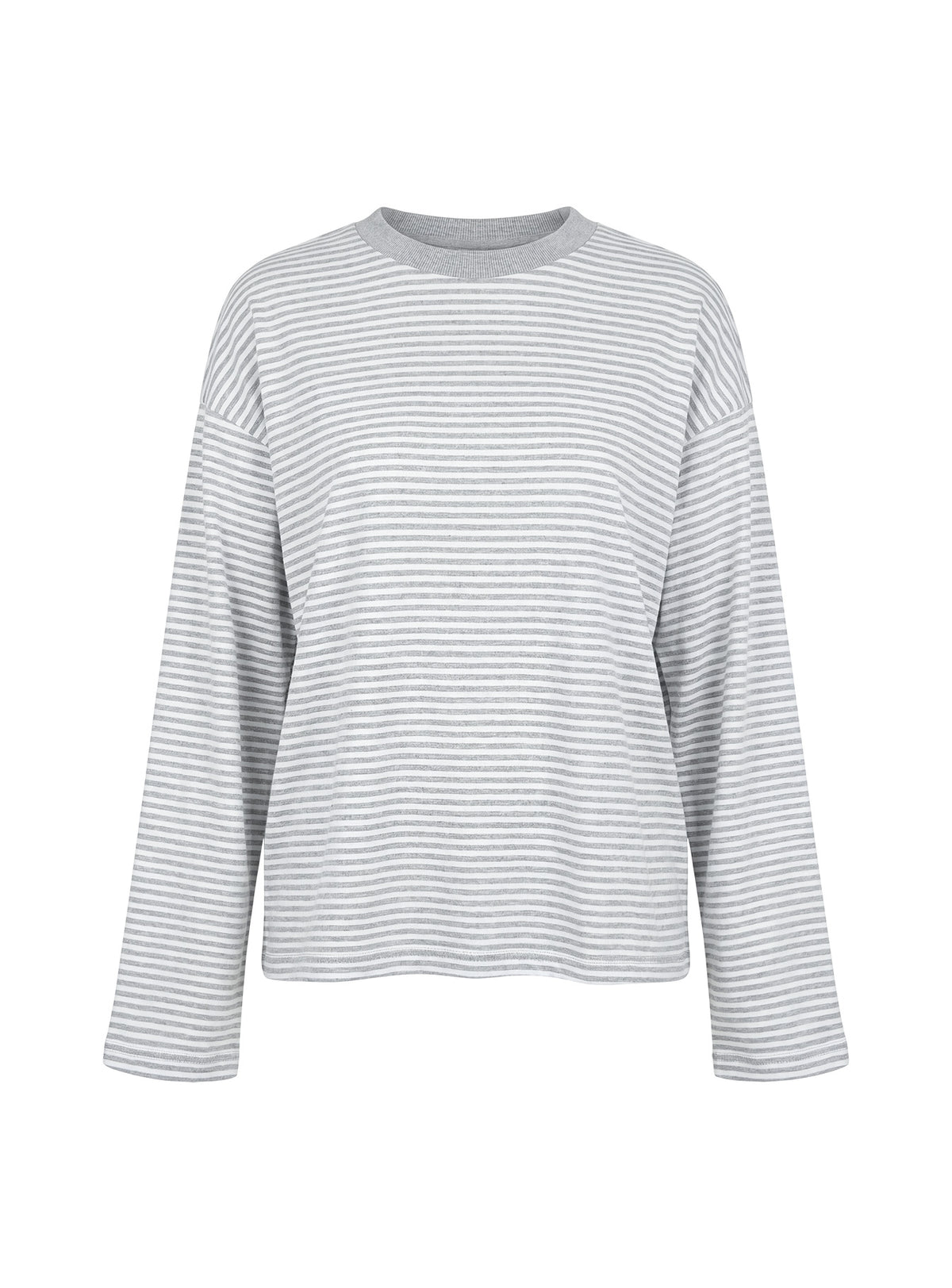 Settle Down Long Sleeve Top Grey / White Stripe