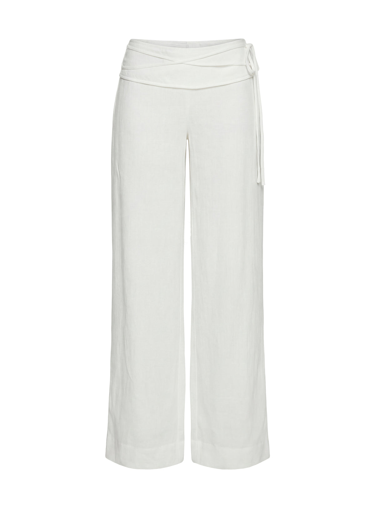 Browse Silver Moon Linen Blend Tie Pants White Tall womens-regular-pants high-rise product Princess Polly