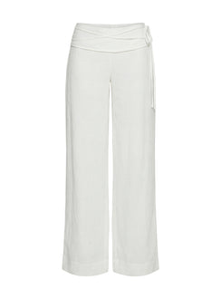Browse Silver Moon Linen Blend Tie Pants White Tall womens-regular-pants high-rise product Princess Polly