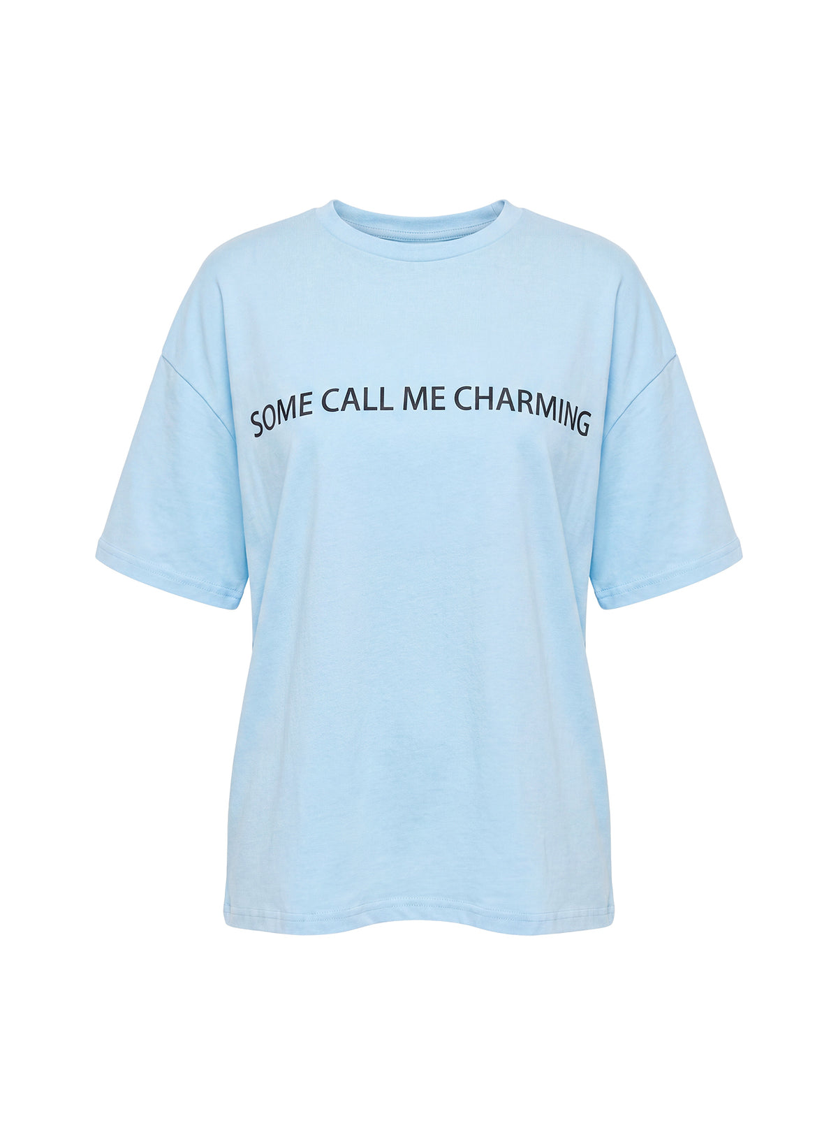 Some Call Me Charming Oversized Graphic Tee Light Blue