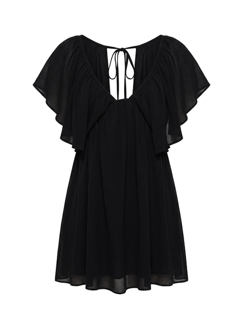 Sun Spirit Plunge Flowy Romper Black
