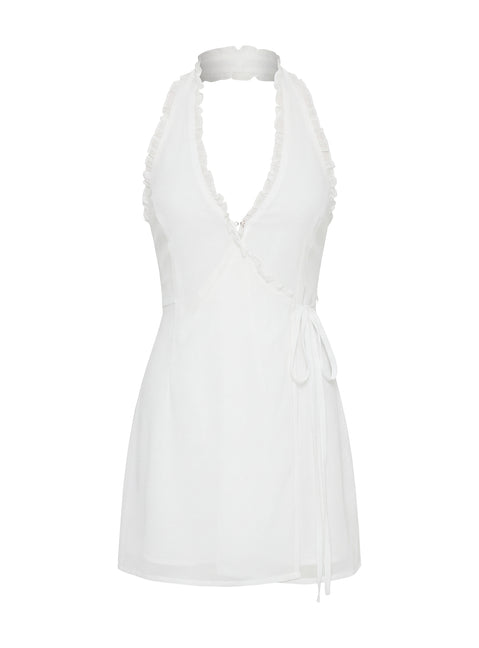 Taija Wrap Mini Dress White