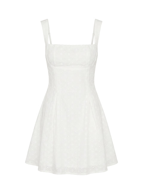 Xanthus Embroidered Mini Dress White