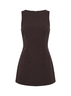 Yumiko Romper Brown Pinstripe Tall