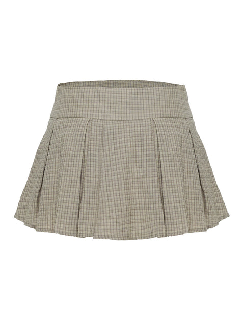 product Princess Polly Hariette Pleat Mini Skirt Brown Plaid Mini Skirts Skirts 