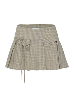 product Princess Polly Hariette Pleat Mini Skirt Brown Plaid Mini Skirts Skirts 
