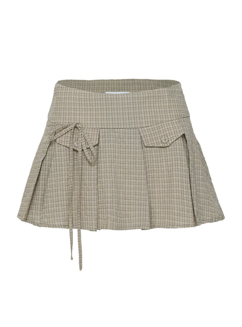 product Princess Polly Hariette Pleat Mini Skirt Brown Plaid Mini Skirts Skirts 