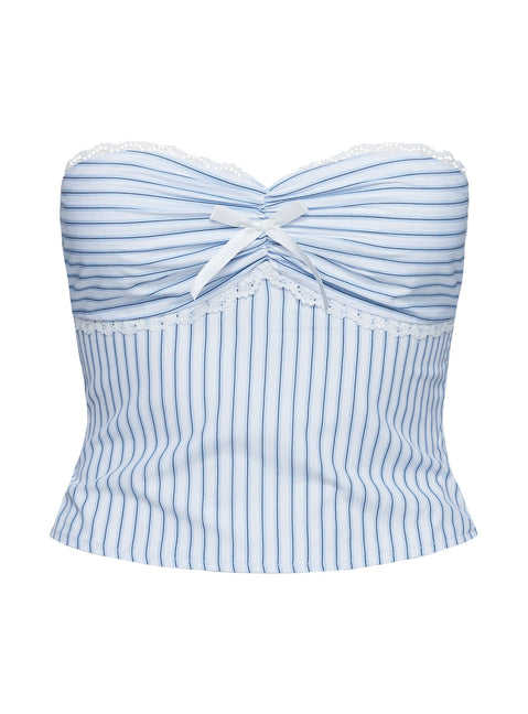product Princess Polly Into The Groove Strapless Top Blue Stripe Sleeveless Sweetheart 