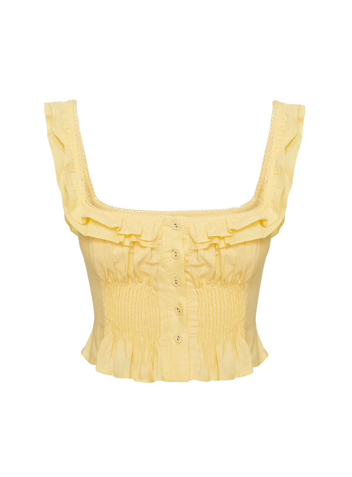 product Princess Polly Isadoria Frill Top Yellow Sleeveless Square Neck 