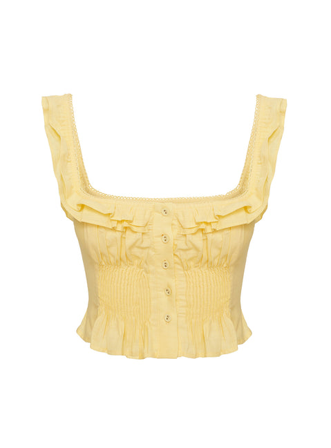 product Princess Polly Isadoria Frill Top Yellow Sleeveless Square Neck 