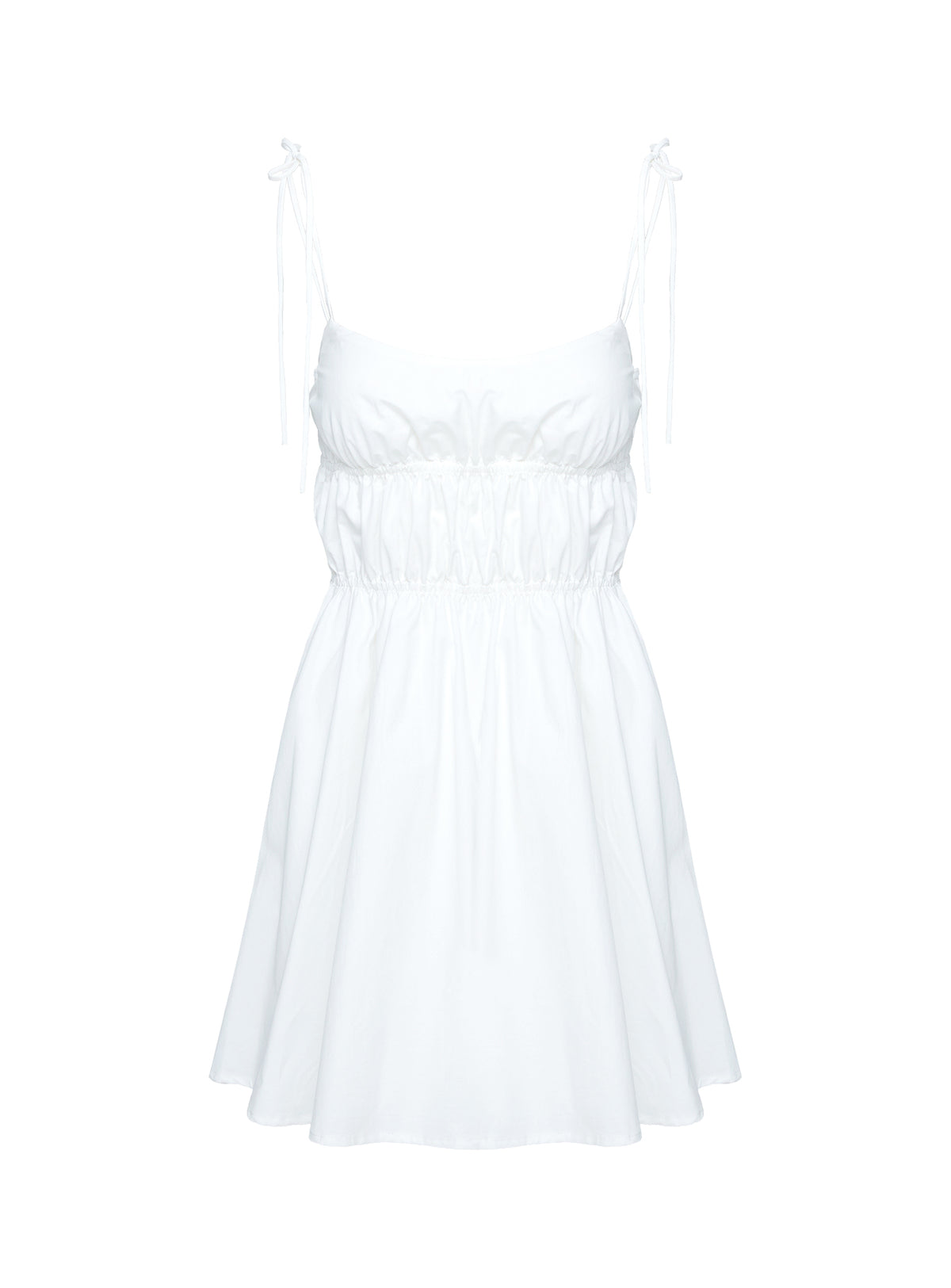 side view of model wearing Princess Polly Jacksonne Mini Dress White Scoop Neck 