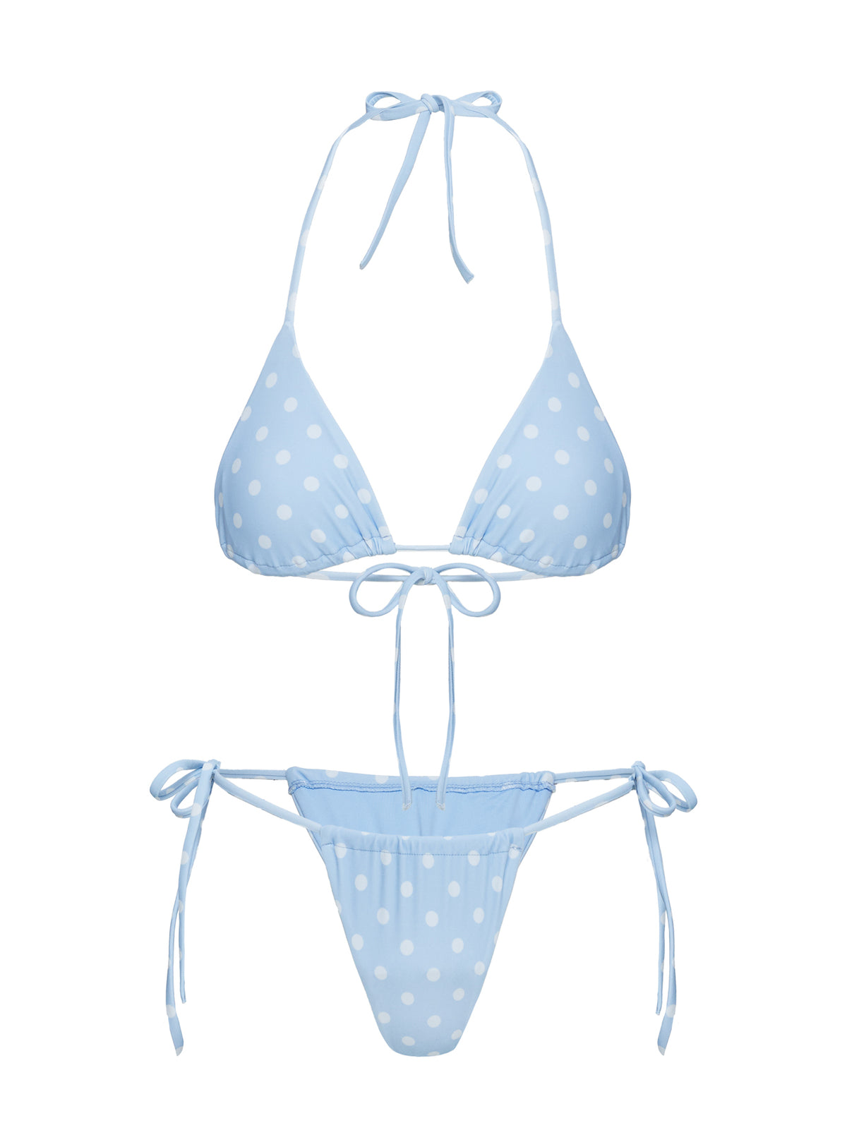 Jenner Tie Side Ruched Bikini Bottom Blue / Polka Dot