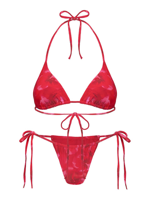 Jenner Triangle Bikini Top Red Floral