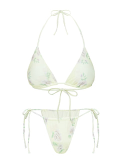 Jenner Triangle Bikini Top Yellow / Purple Floral