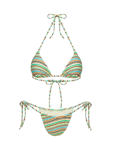 Jenner Triangle Bikini Top Green Stripe
