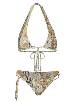 Janessa Hardware Halter Bikini Top Animal Splice