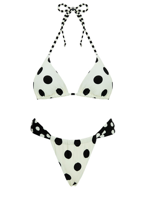 Jenner Triangle Bikini Top Cream / Polka Dot