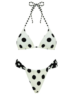 Jenner High Side Bikini Bottom Cream / Polka Dot