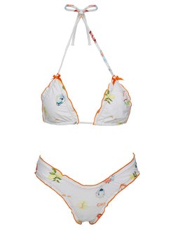 Kathrine Triangle Bikini Top White Multi
