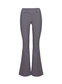 back view of model wearing Princess Polly Kinkirk Flared Pants Grey Tall Low Rise Pants Pants 