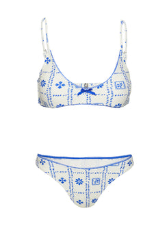 Kursti High Cut Cheeky Bikini Bottoms Blue / White