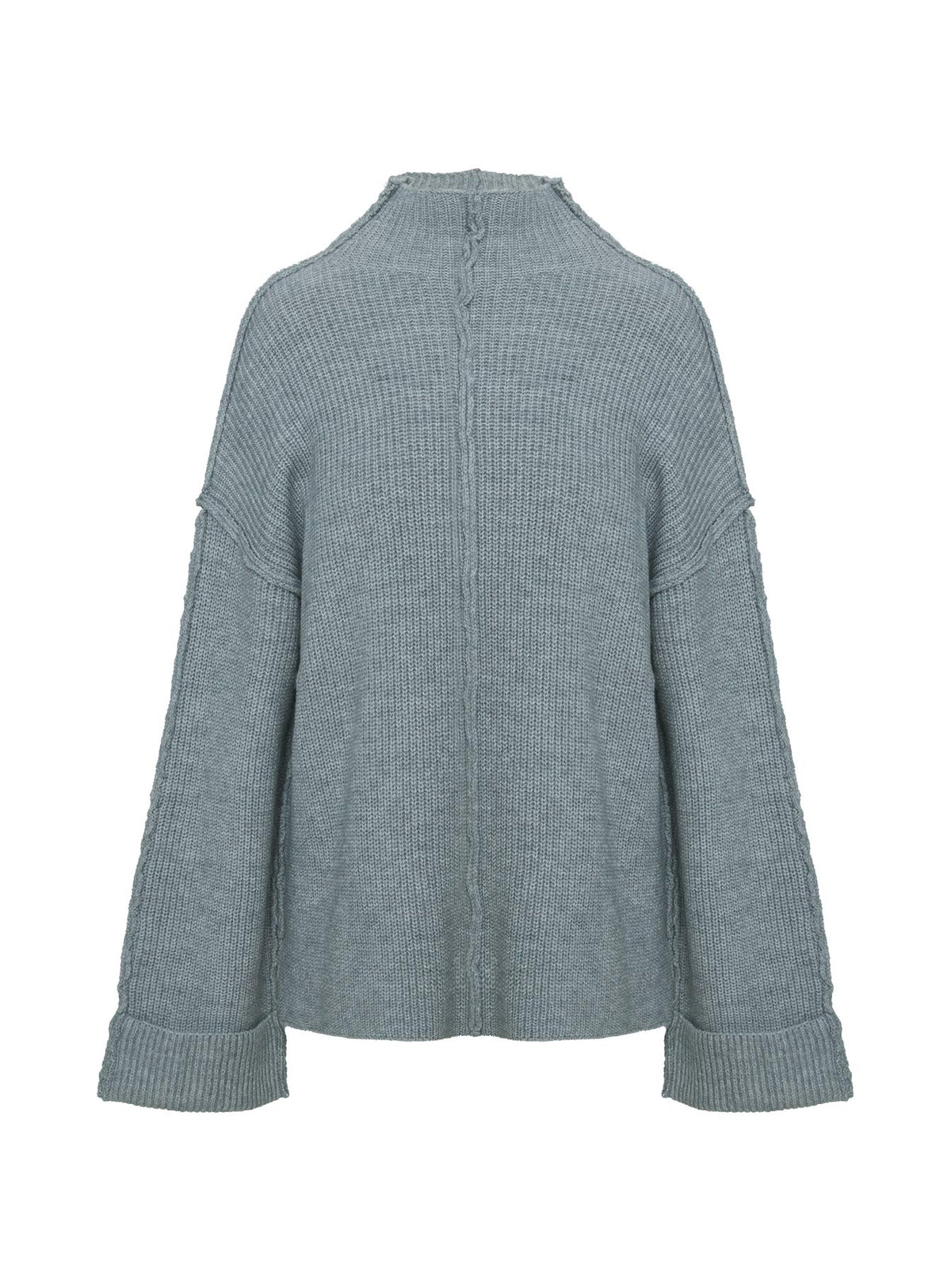 back view of model wearing Princess Polly Lachlynn Oversized Knit Sweater Charcoal Marle Jumpers 