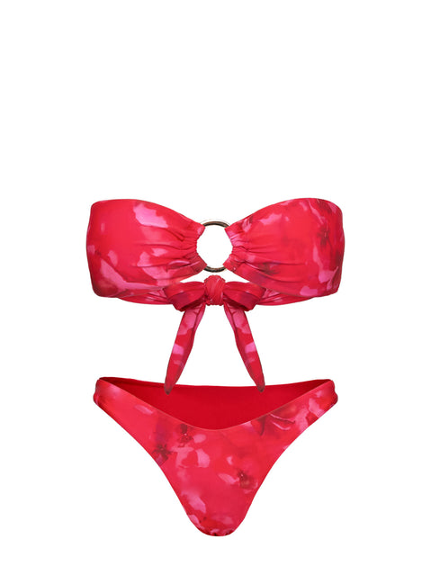 Macs Bandeau Bikini Top Red Floral