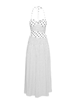 product Princess Polly Marguerite Halter Maxi Dress White Polka Petite Sweetheart Neckline 