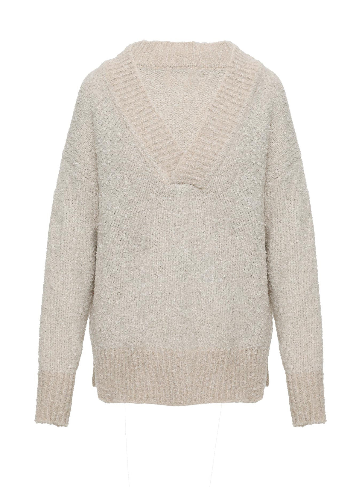 back view of model wearing Princess Polly Mich Knit Sweater Beige Jumpers 