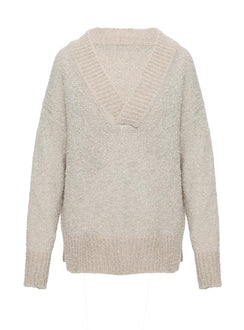 back view of model wearing Princess Polly Mich Knit Sweater Beige Jumpers 