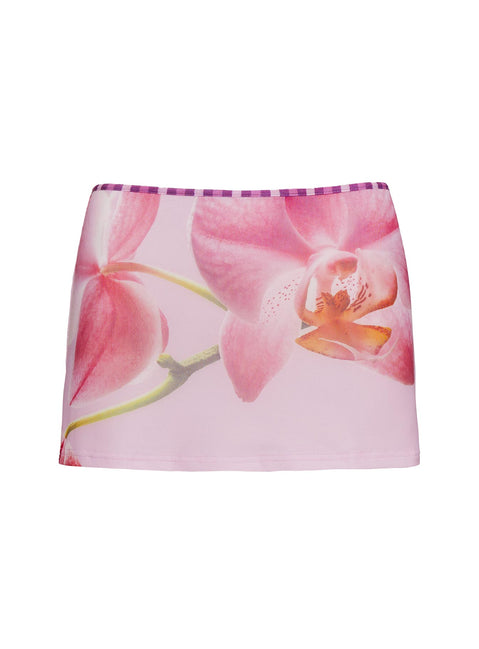   side view of model wearing Princess Polly Mirabelle Mini Skirt Multi Mini Skirts 