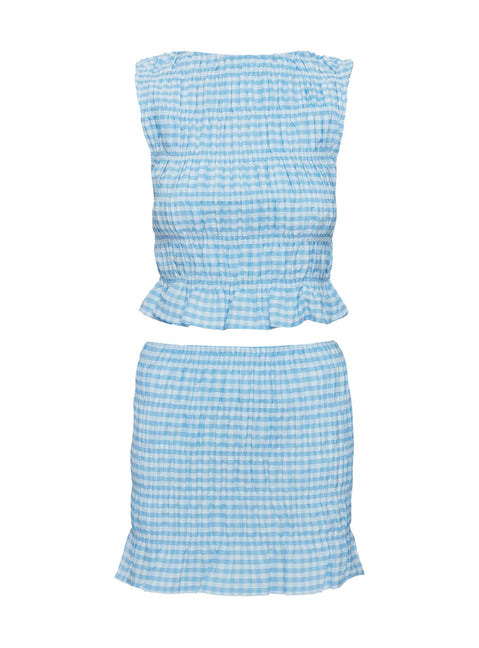 Miss You More Shirred Set Blue