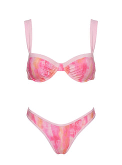 Melessa High Cut Bikini Bottoms Pink Tie Dye