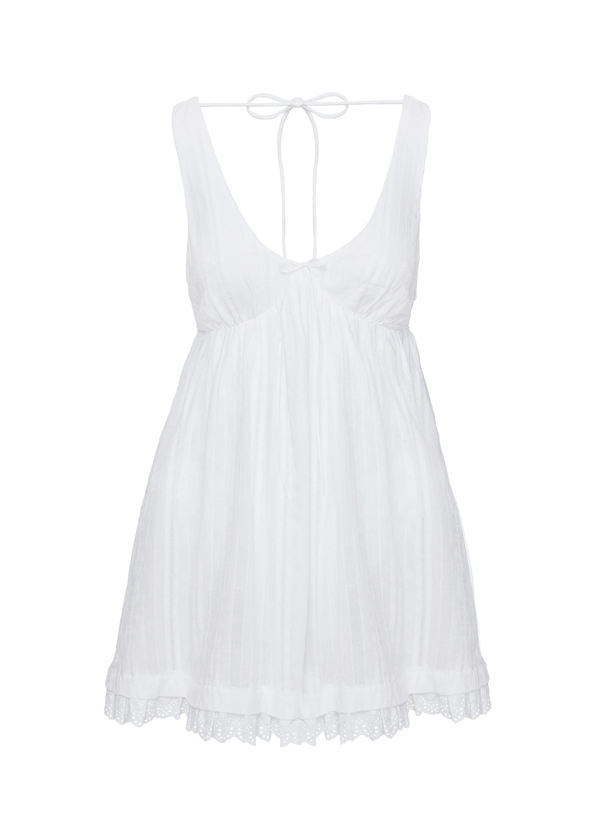 side view of model wearing Princess Polly Nelty Mini Dress White Plunger 